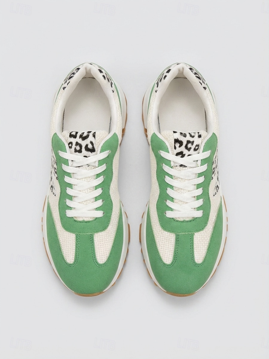scarpe da ginnastica da donna verdi con stampa leopardata - scarpe basse con lacci, calzature casual comode per l'uso quotidiano, per camminare & viaggio del 2026 a $29.99 –P2