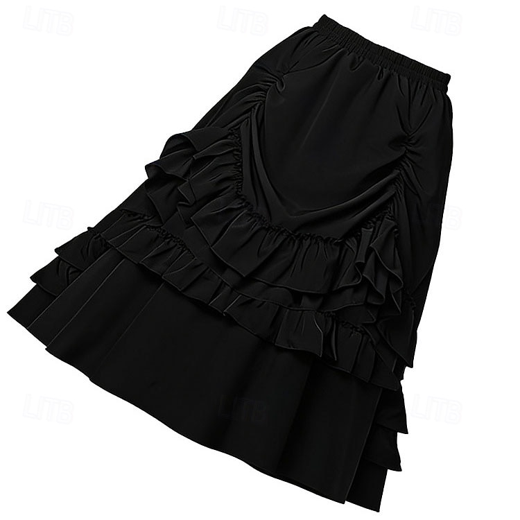 Retro Antiguo Victoriano Medieval Falda Bruja Princesas Aristócrata Volante Disfraz Mujer Víspera de Todos los Santos Carnaval Feria del Renacimiento LARP Adulto Falda 2026 - $50.99 –P12