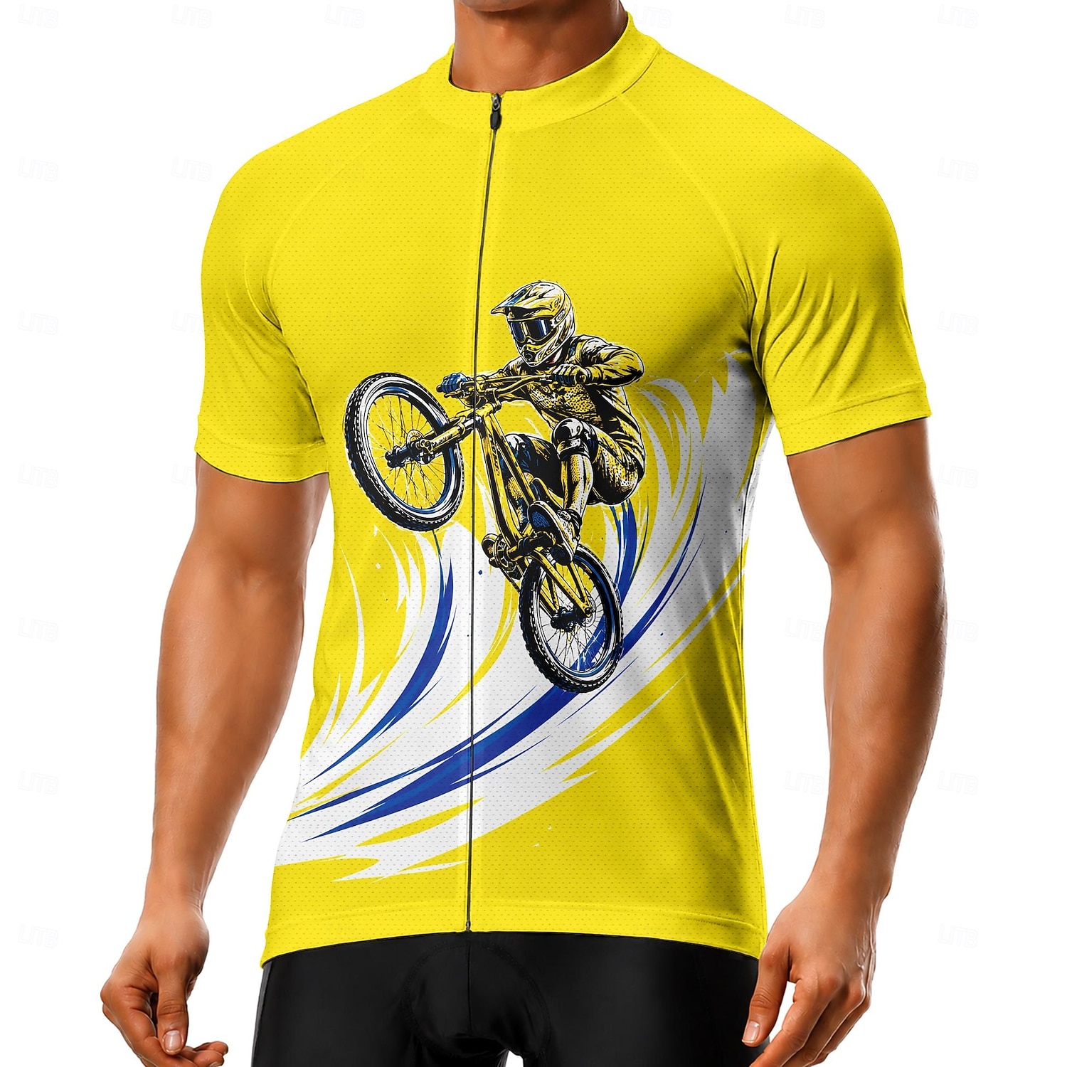 Heren Wielrenshirt Tekenfilm Korte mouw Fietsen Shirt Kleding Bovenlichaam met 3 achterzakken UV-bestendig Sneldrogend Met zakken Rits Aan De Voorzijde Sport Geel Kleding 2026 - $28.99 –P1