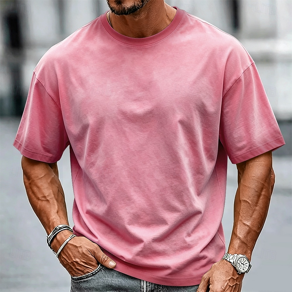 Per uomo Tinta unica Camicia lavata con acido Maglietta pesante Manica Corta maglietta DTG Girocollo Camicia Moda Quotidiano Streetwear Ferie Nero Rosa Viola Primavera & Estate Abbigliamento S M L XL del 2026 a $27.99 –P2