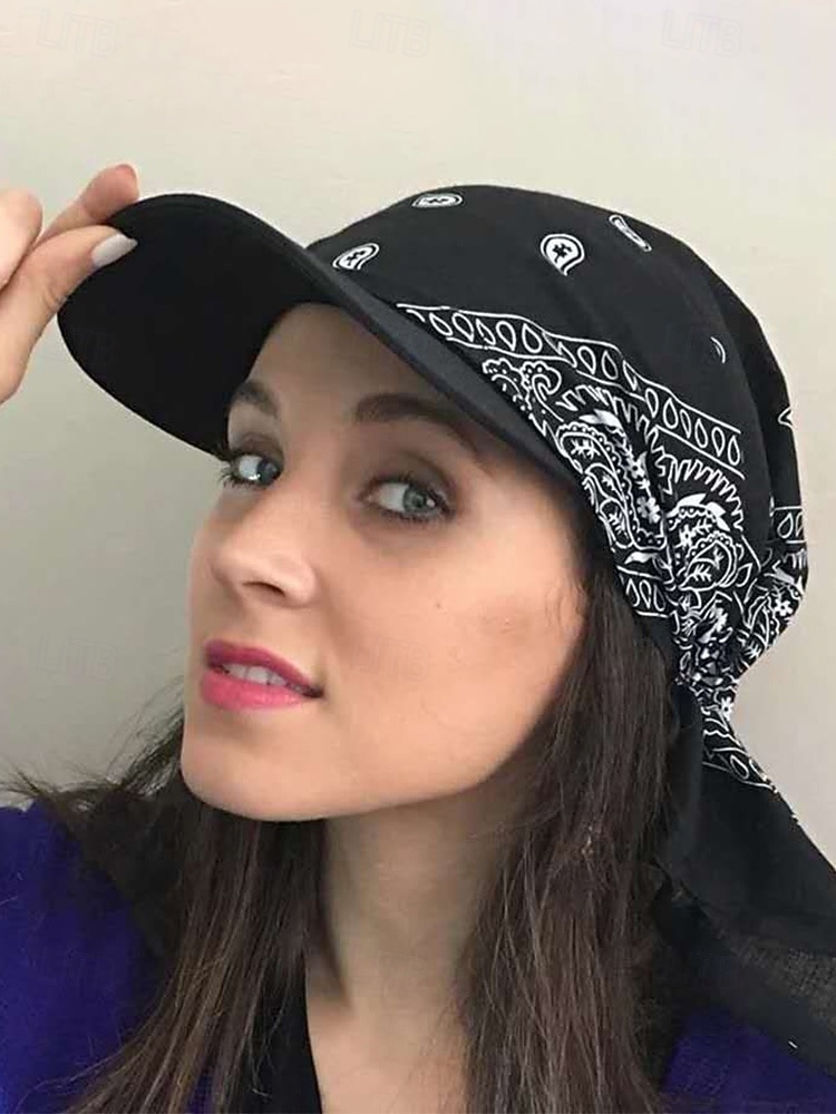Cappello da baseball da donna con bandana, traspirante, in poliestere, con laccetti posteriori, ideale come cappello da sole, con stampa paisley, perfetto per vacanze estive al mare, equitazione, del 2026 a $9.99 –P5