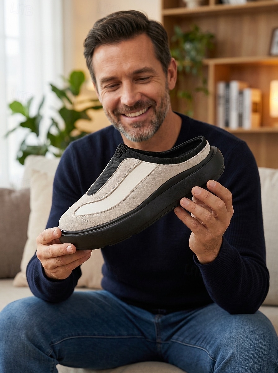 Men's Black & White Mule Sneakers - Slip-On Backless Comfort Walking Shoes - Casual Island & Cruise Footwear for Travel, Deck Strolls and Summer Leisure 2026 - $64.99 –P2