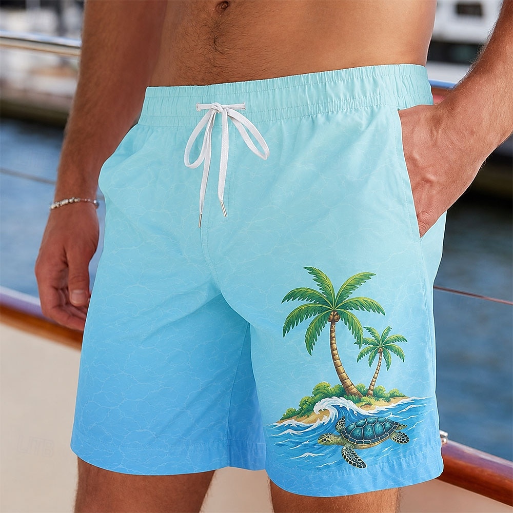 Herren Kokospalme Delphin Tropische Pflanzen Badehosen Badeanzüge Badeshorts Boardshorts Mittlere Taille Hawaiianisch Täglich Strandurlaub Seitentaschen Netzfutter Elastischer Kordelzug in der Taille 2026 - $20.99 –P4