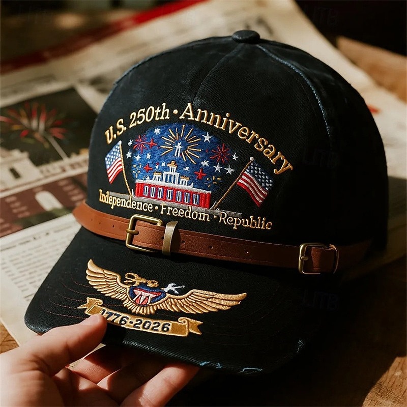 Pánské Klobouk k 250. výročí Spojených států Kšiltovka Sluneční klobouk Trucker Hat Vodní modrá Černá Polyester Tisk Vlastenec Módní Na běžné nošení ulice Denní Americká americká vlajka Nastaviteln 2026 - $13.49 –P3