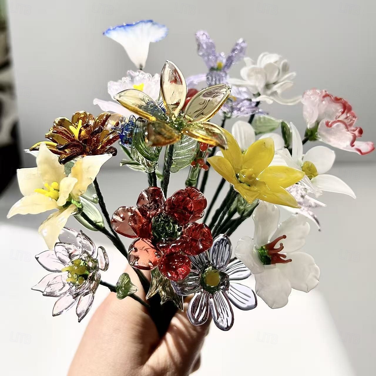 floare din sticlă pentru luna nașterii, cadou floral din sticlă suflată manual pentru ziua de naștere, Ziua Mamei, iubită, cea mai bună prietenă, soră, bunică – cadou unic pentru ea, femei, set de 2026 - $16.99 –P13