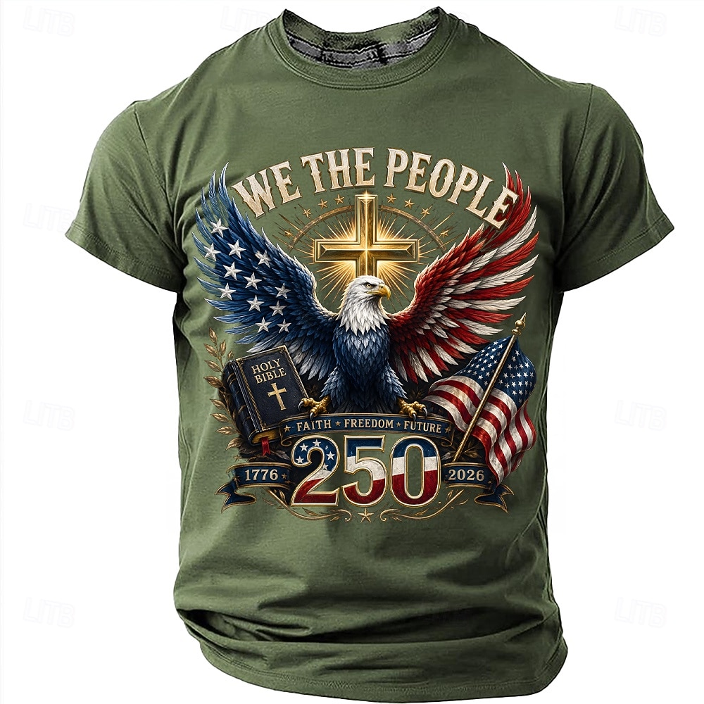 4 de julio de 2026, 250 aniversario Hombre Águila Bandera de EE. UU. Camiseta Manga Corta Camiseta Impresión 3D Cuello Barco Camisa Patriótico Diario Festival Azul Piscina Negro Blanco Verano 2026 - $18.99 –P9
