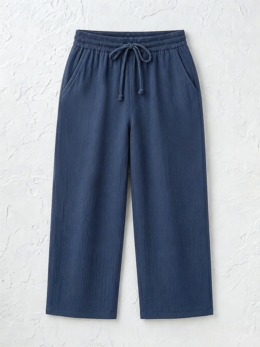 Women's Cotton Linen Shorts Capri Pants Chinos Summer Shorts Vacation Streetwear Casual Knee Length Medium Waist Plain Drawstring Pocket Comfortable Breathable Inelastic Daily Outdoor Street 2026 - $22.99 –P6