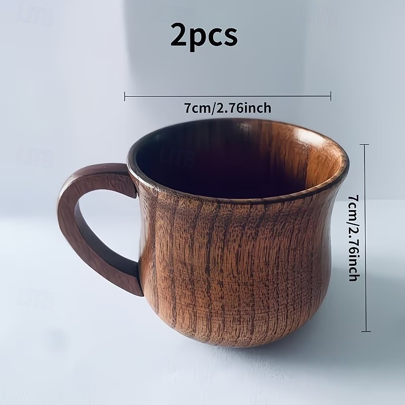 2 db füles fa kávéscsésze, füles fa teáscsésze, hőálló tömörfa kávéscsésze, hordozható reggeliző tejescsésze, vizescsésze, kis boroscsésze éttermekbe, szállodákba, kereskedelmi forgalomba 2026 - $24.99 –P2