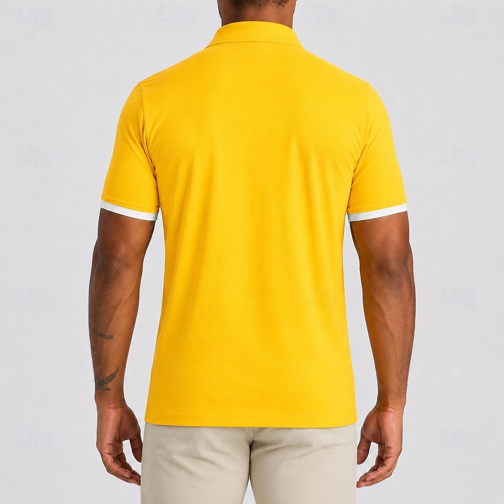 Men's Polo Shirts Casual Work Lapel Short Sleeve Basic Modern Plain Buttons Plain Spring & Summer Yellow Polo Shirts 2026 - $33.99 –P3