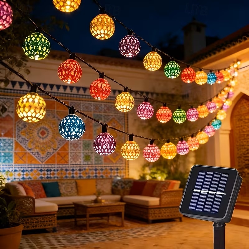 Solar Powered Garden Fairy String Lights Iron Moroccan Ball Fairy Lights 12m 100LEDs for Home Yard Balcony Porch Trees Outdoor Party Decoration 2026 - $39.99 –P4