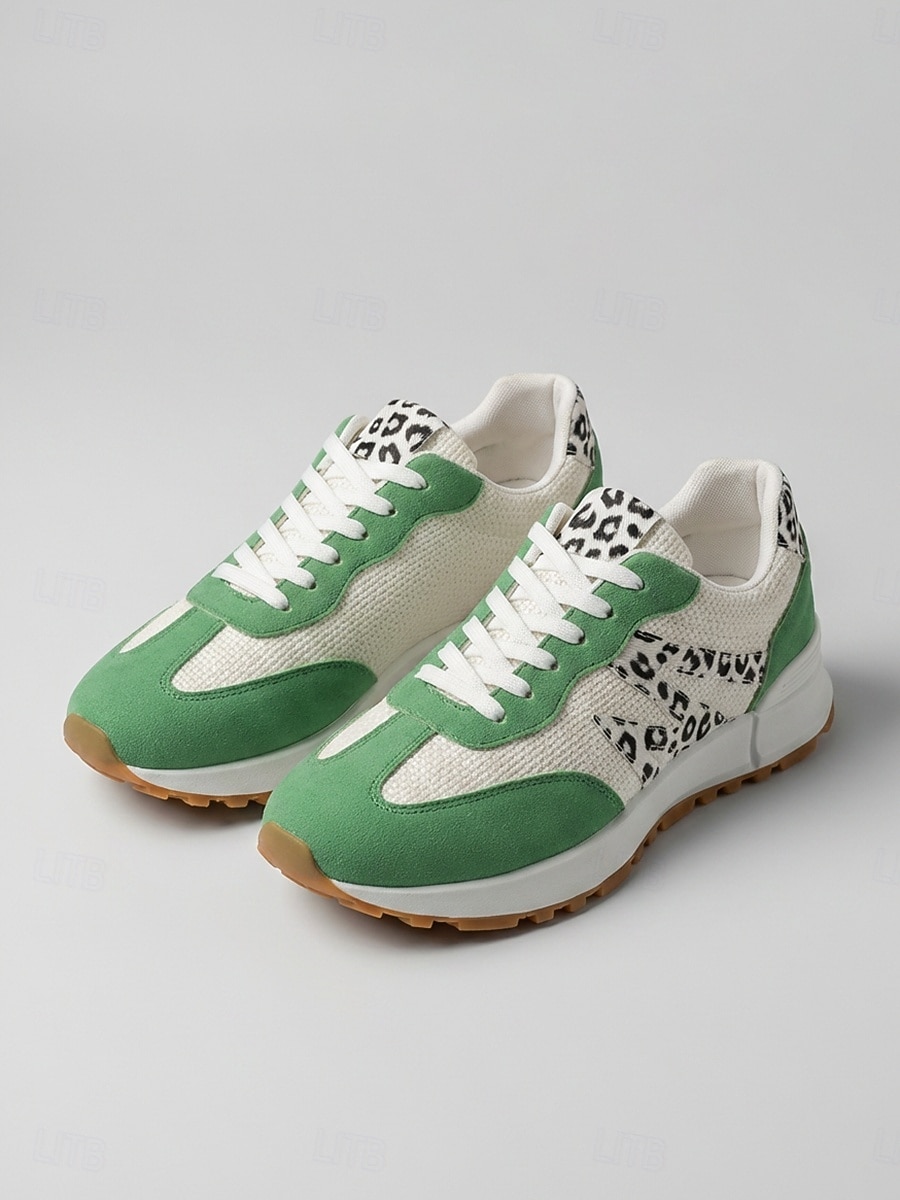 scarpe da ginnastica da donna verdi con stampa leopardata - scarpe basse con lacci, calzature casual comode per l'uso quotidiano, per camminare & viaggio del 2026 a $29.99 –P1
