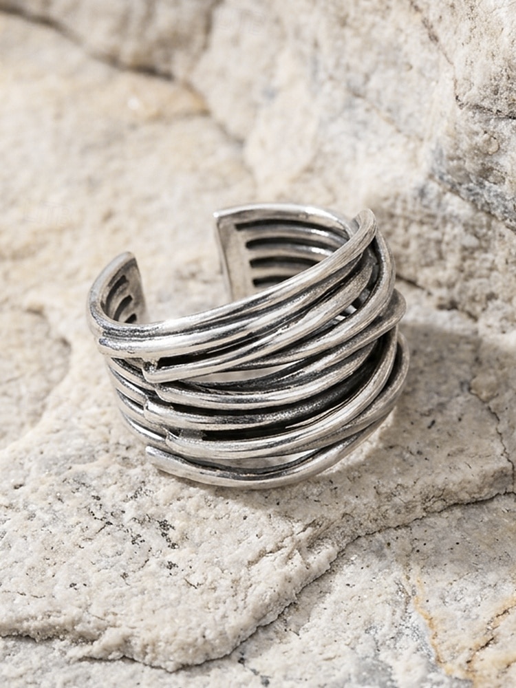 Herenring in bohemian vintage stijl, open koperen ring, verstelbaar, handgemaakt, perfect voor een strandvakantie. &casual accessoire voor dagelijks gebruik 2026 - $7.99 –P7