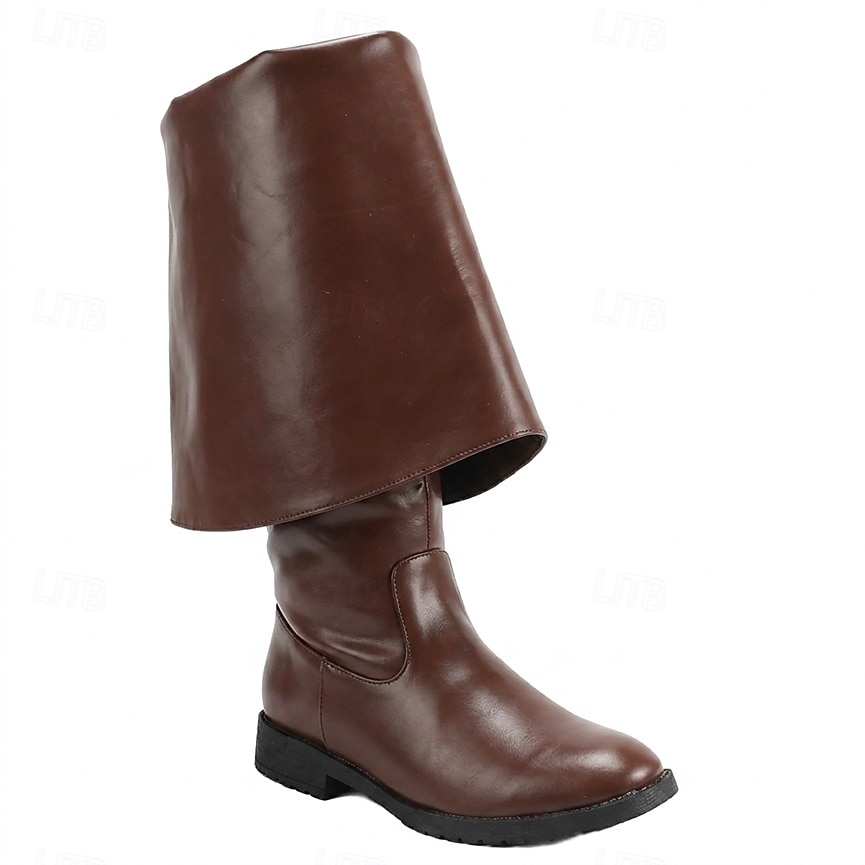 Medieval Renacimiento Zapatos Botas hasta la rodilla Botas planas de jazz Pirata Vikingo Cruzado Disfraz Hombre Celta Pirata Víspera de Todos los Santos Mascarada Rendimiento Fiesta y Noche LARP 2026 - $62.99 –P6