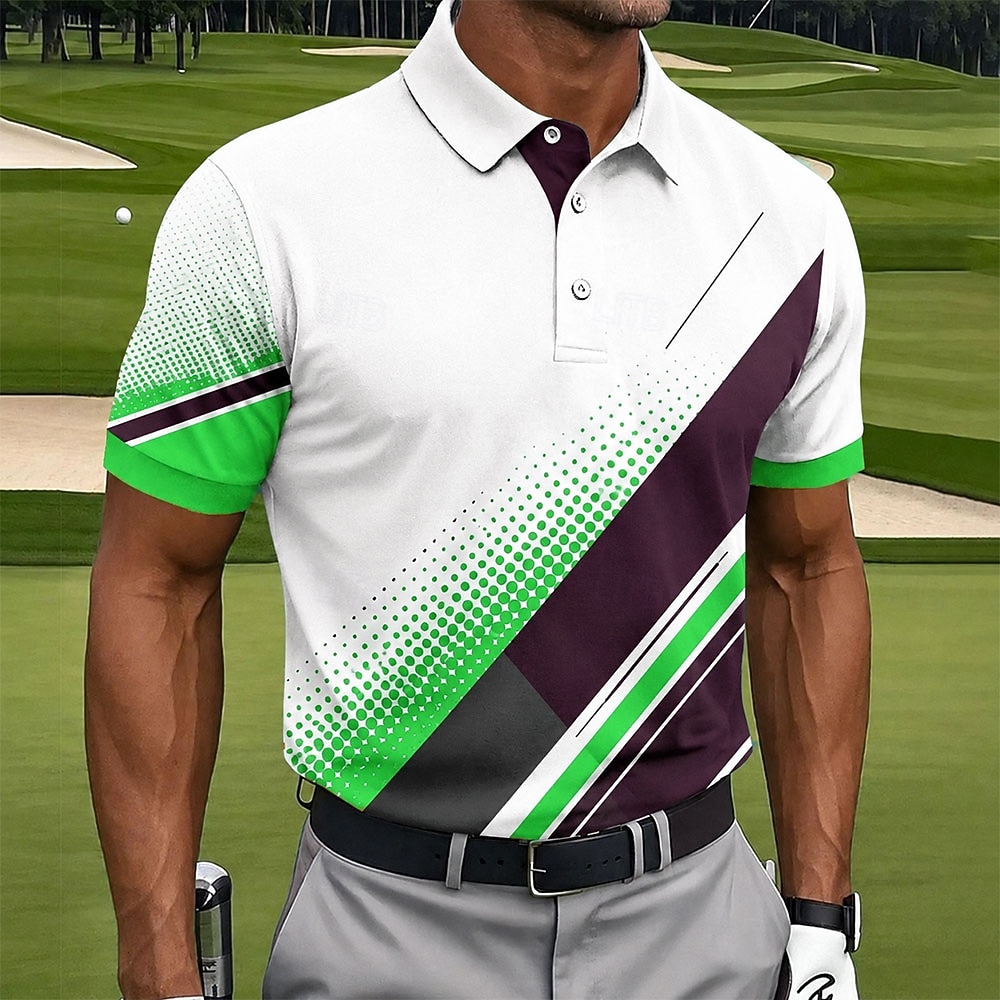 Miesten Geometrinen Golf Urheilu poolopaidat Lyhythihainen Poolopaidat Kauluspaidat Vapaa-aika Urheilu- ja treenivaatteet Arki-asut 3D-tulostus Napit Kevät kesä Sininen Laivaston sininen Oranssi 2026 - $22.99 –P4