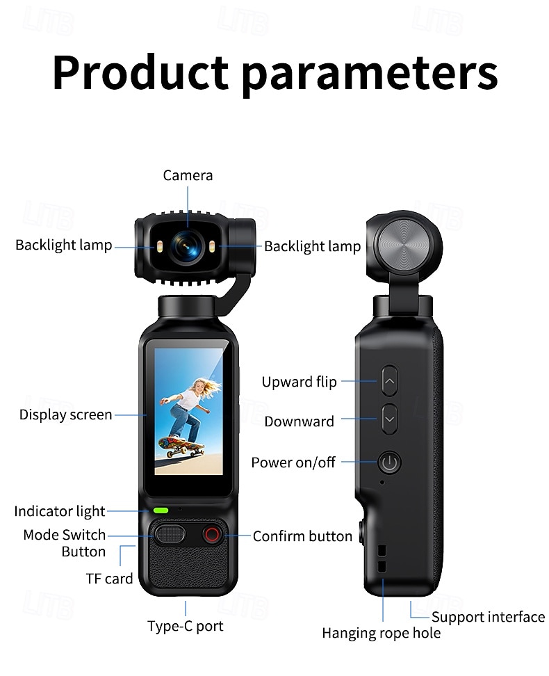 Câmera de ação 4K com tela IPS de 2,0", câmera portátil para vlogs com foco automático. &Câmera de vídeo portátil de bolso com lente giratória e cartão SD de 32 GB, ideal para vlogs. &viagem, presente de 2026 por $43.99 –P11