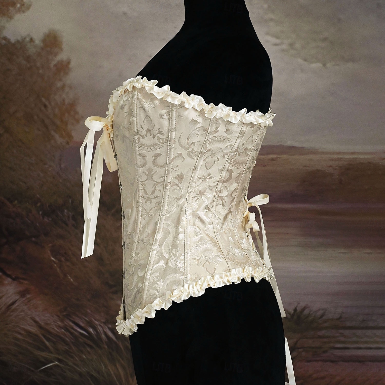 Medieval Renaissance Corset Overbust Corset Noblewoman Jacquard Lace up Floral Fancy Dress Women's Royal Halloween Carnival Renaissance Fair LARP Adults' Corset Spring & Summer 2026 - $36.99 –P3
