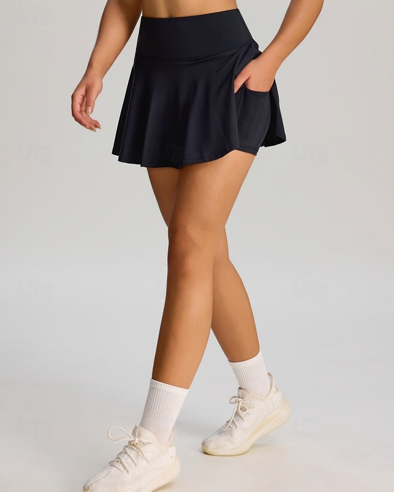 Women's Solid Colored Casual Skirt Tennis Skirts with Shorts Sport Skirt Pocket High Waist Quick Dry Elastic Sweat-Wicking Breathable Tennis Golf Running Skirt Black Red Navy Blue Tennis Clothing 2026 - $22.99 –P14