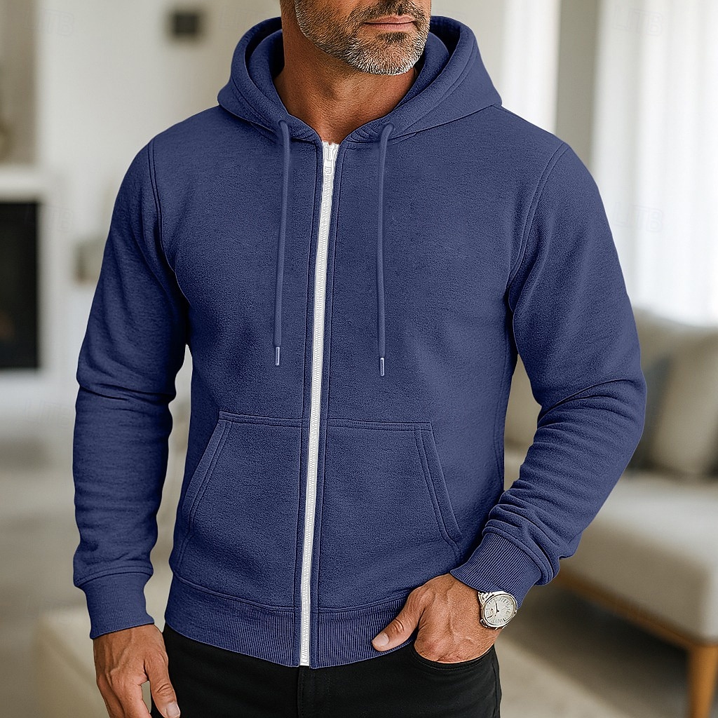Homme Sweat à capuche Sweat à capuche zippé intégral Rouge vin Noir bleu marine Gris Clair Gris foncé À capuche Uni Zip Up Occasionnel Quotidien Sport & Loisir Streetwear Frais Vêtements de sport de 2026 ? $18.49 –P4