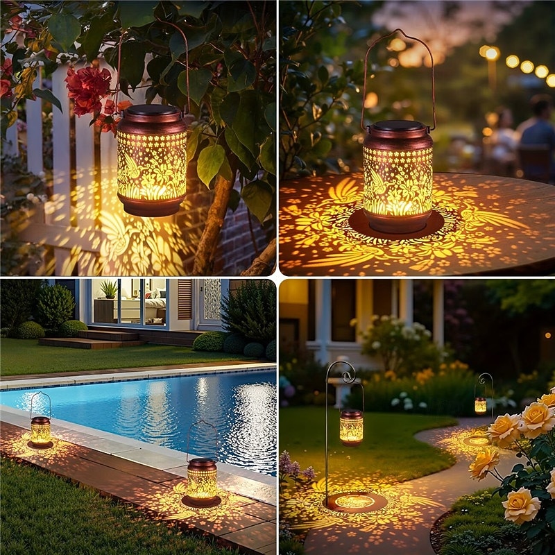 Solar Hummingbird Lanterns Outdoor Hanging Decor Lantern, Hollow Out Metal Decorative Garden Light, Graceful Decoration for Patio, Yard, Landscape, Walkway, Festival Decor Lighting 1X 2026 - $32.99 –P6