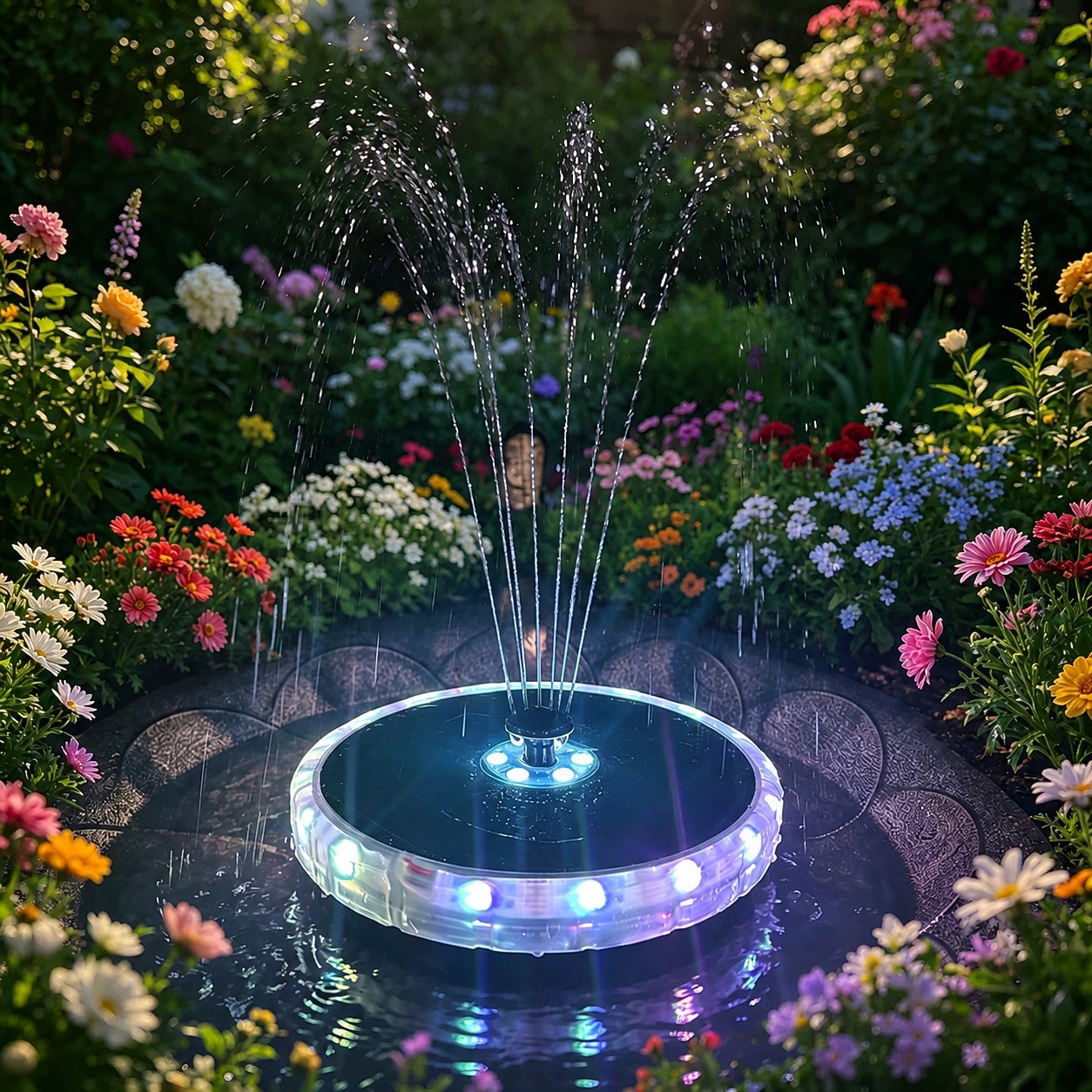 Luzes solares para fonte de água externas à prova d'água, 17 cm, fonte flutuante RGB com mudança de cor, bomba de água movida a energia solar para banho de pássaros, lago, jardim, piscina, pátio e de 2026 por $39.99 –P1