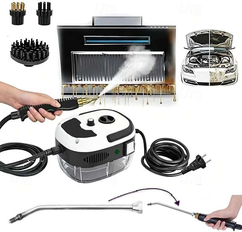 Aparat de curățat cu abur sub presiune portabil de 2500 W, cu 6 viteze mari de curățare cu abur sub presiune și temperatură, cu 3 capete de perie pentru curățarea mașinii, casei și bucătăriei 2026 - $69.99 –P1
