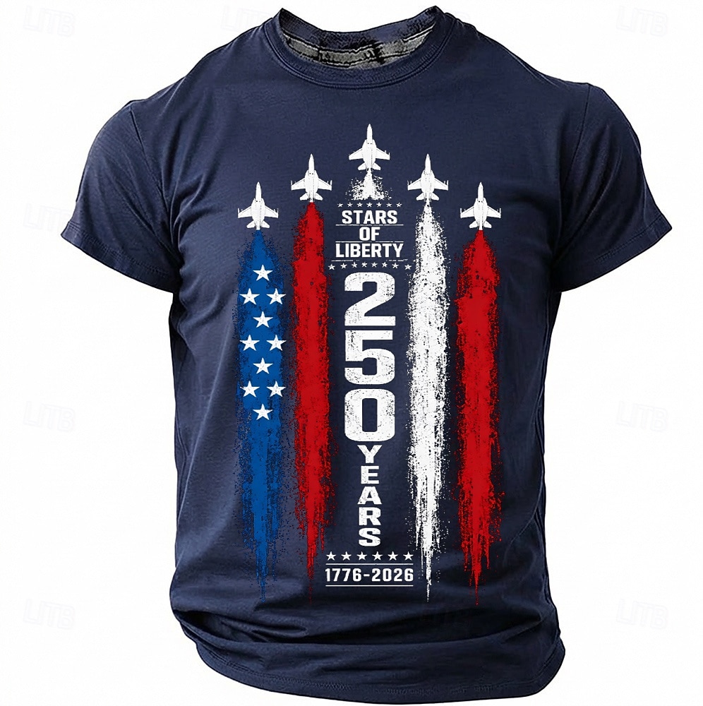 4 juillet 2026, 250e anniversaire Homme Drapeau Américain T-shirt Manche Courte T-shirt Impression 3D Col ras du cou Chemise Mode Occasionnel Quotidien Rue Bleu Noir Vert Été Printemps Vêtement Tenue de 2026 ? $18.99 –P2