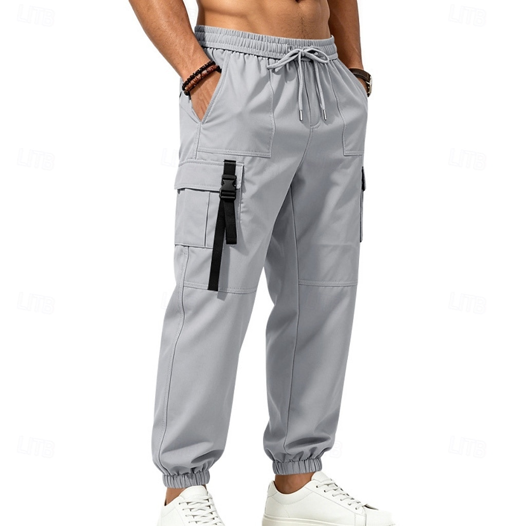 Per uomo Pantaloni Cargo Joggers Pantaloni Coulisse Elastico in vita Multi-tasche Tinta unica Antivento Comodità Quotidiano All'aperto Ferie Streetwear Elegante Cachi Nero Inelastico del 2026 a $29.99 –P19