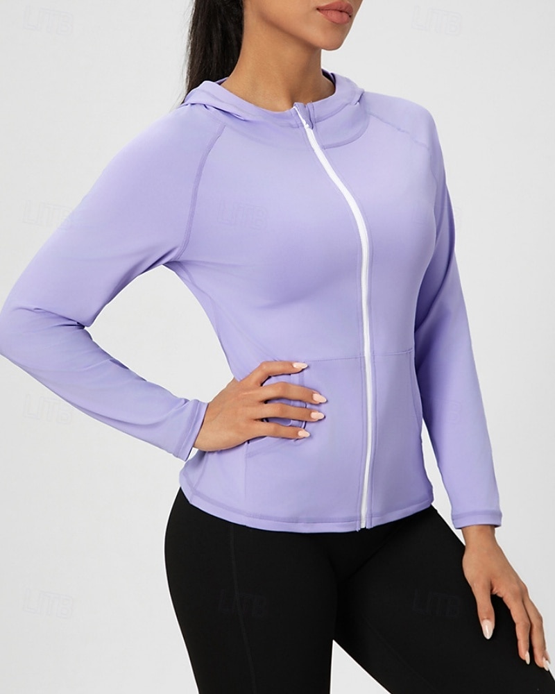 Women's Solid Colored Workout Shirt Tennis Sports Jacket Long Sleeve Zipper Pocket Quick Dry Lightweight Moisture Wicking Breathable Tennis Golf Pickleball Hooded Jacket Black Pink Navy Blue Tennis 2026 - $24.99 –P2