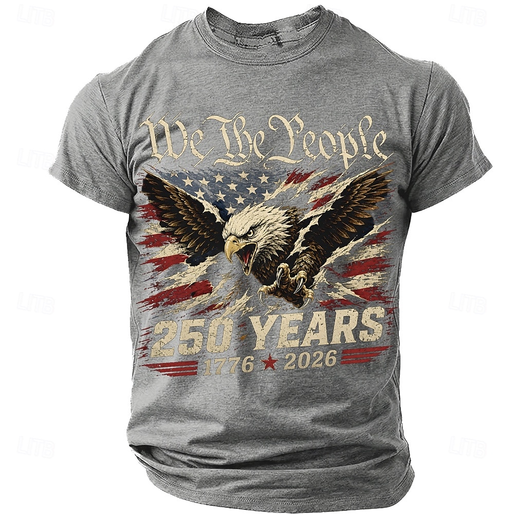 4. juli 2026 250. Herre USAs flagg 1776 T skjorte Kortermet T skjorte 3D-utskrift Crew-hals Skjorte Patriotisk Daglig Festival Blå Svart Rød Sommer Vår Klær S M L XL XXL XXXL 2026 - $18.99 –P5