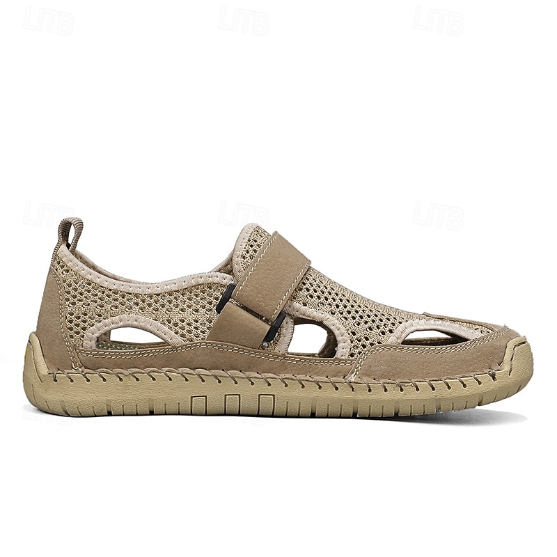Sandali da pescatore beige da uomo: scarpe estive casual traspiranti a punta chiusa, ideali per passeggiate all'aperto, viaggi, gite in spiaggia, tempo libero nel fine settimana e comfort quotidiano. del 2026 a $42.99 –P4