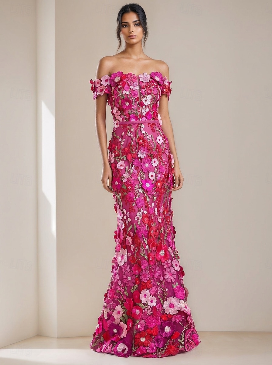 Sirena Tromba Lunghezza al pavimento Abiti da Ballo Abito da Sera Da principessa Abito formale Elegante Scintillante Stile Celebrità Senza Maniche Senza Spalle Festa in giardino Matrimonio Pizzo con del 2026 a $195.99 –P1
