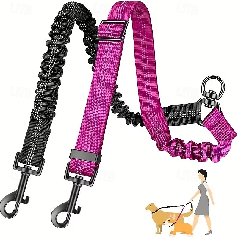 2pcs Dual Dog Leash Attachment - Double Leashes for Training Small to Large Dogs - Adjustable Strap Shock Absorbing Bungee Leashes 2026 - $20.99 –P12