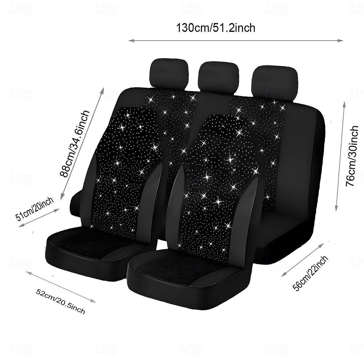 7 Pcs Bling Car Seat Covers Full Set for Women, Sparkling Rhinestone Diamond Starry Sky Universal Fit for Sedan SUV Truck, Elegant Black Breathable Auto Interior Decor Accessories 2026 - $33.99 –P2