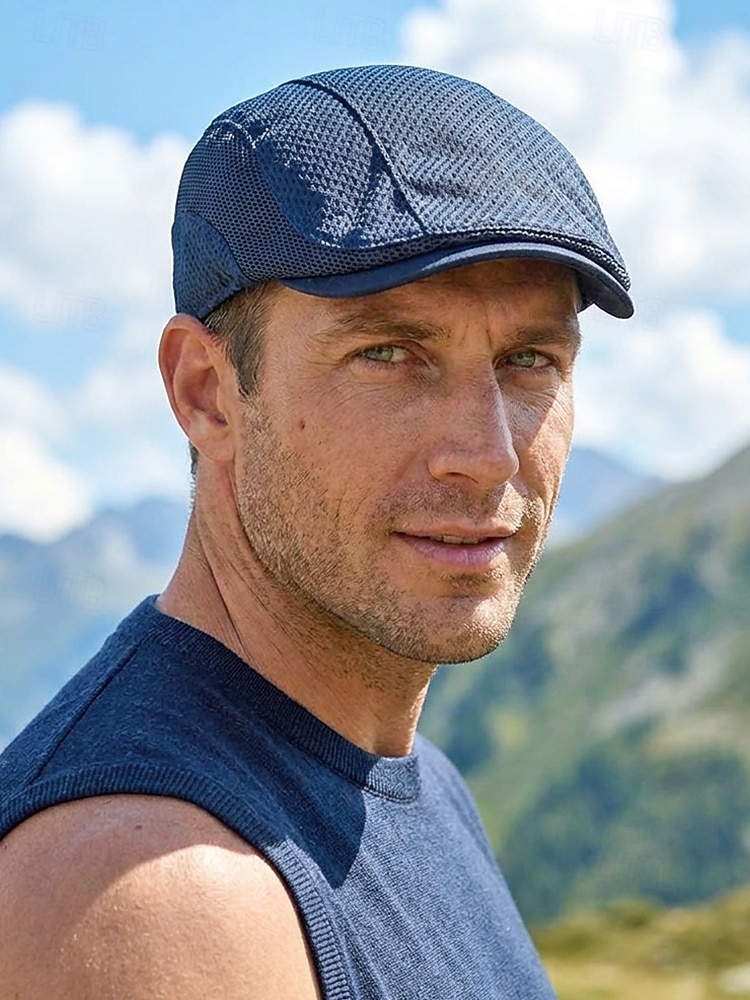 Men's Mesh Beret Hat - Breathable Polyester Ivy Cabbie Cap with Adjustable Buckle, Multiple Colors, Lightweight Newsboy Flat Cap for Summer Travel, Outdoor Activities & Daily Casual Wear 2026 - $14.99 –P2
