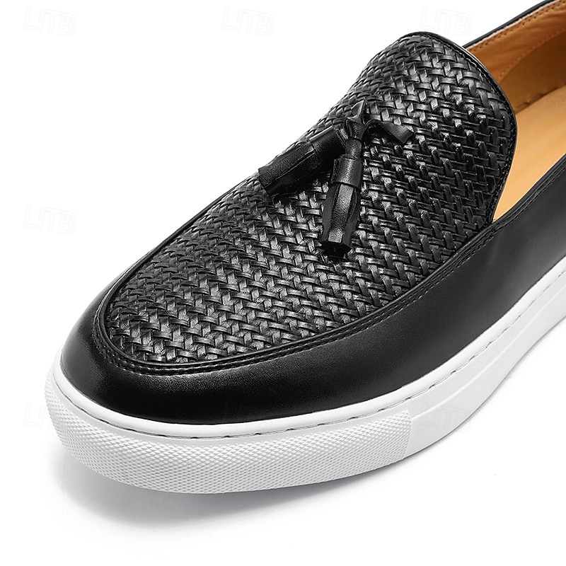 Mocassini da uomo in pelle intrecciata, scarpe eleganti casual senza lacci, scarpe leggere e comode per l'ufficio, i viaggi e l'uso quotidiano. del 2026 a $46.99 –P7