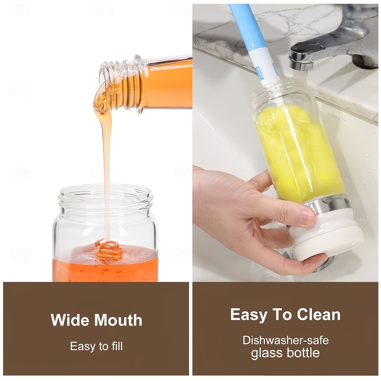 skleněný dávkovač medu se základnou &rukojeť, sklenice na sirup/med bez kapání, skleněná konvice o objemu 355 ml vhodná na kávu, čaj, pro, nádoba na med bez rozlití pro stolní nebo komerční použití 2026 - $32.99 –P9