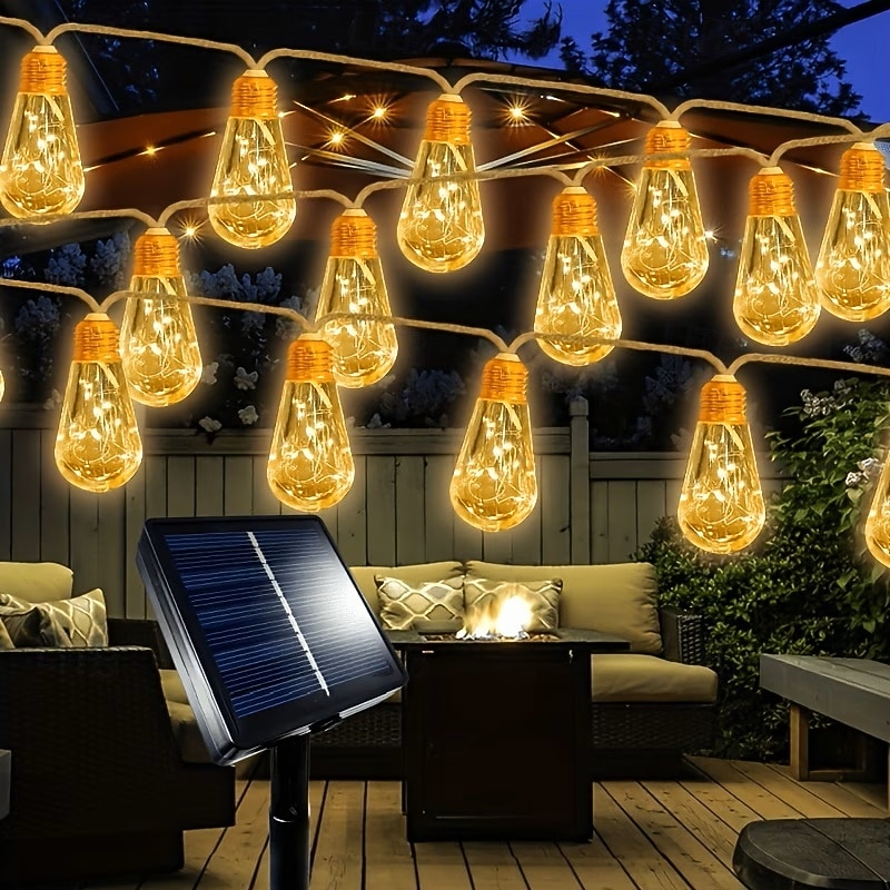Solar Powered Outdoor Garden Lights 8m 16 Bulbs Fairy String Lights Outdoor Waterproof 8 Lighting Modes for Fence Garden Party Wedding Camp Christmas Decoration 2026 - $48.99 –P10