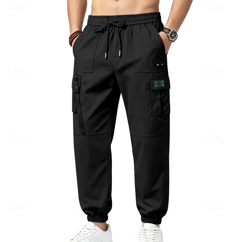Per uomo Pantaloni Cargo Joggers Pantaloni Coulisse Elastico in vita Multi-tasche Tinta unica Antivento Comodità Quotidiano All'aperto Ferie Streetwear Elegante Cachi Nero Inelastico del 2026 a $29.99 –P10
