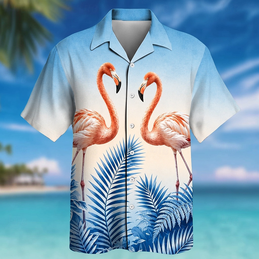 Men's Flamingo Coconut Palm Tropical Plants Summer Hawaiian Shirt Tropical Shirts Aloha Shirt Short Sleeve Hawaiian Daily Beach Vacation Wear Summer Spring Turndown 3D Print Button Up Shirts Blue Pink 2026 - $25.99 –P2
