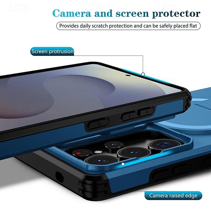 Phone Case For Samsung Galaxy S26 S25 Edge S24 FE S23 Ultra Plus A37 A57 A56 A36 A26 A16 Back Cover With Magsafe with Stand Holder Support Wireless Charging Shockproof Armor ABS+PC 2026 - $13.99 –P3