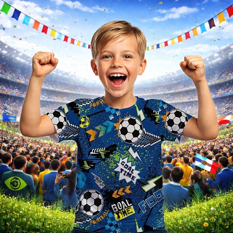 Băieți 3D Grafic Fotbal Tricouri de fotbal Tricou Manșon scurt Tipărire 3D Vară Primăvară Sport Modă Șic Stradă Copii 4-12 ani Stil Nautic Casual Zilnic În aer liber Fit regulat 2026 - $15.99 –P4