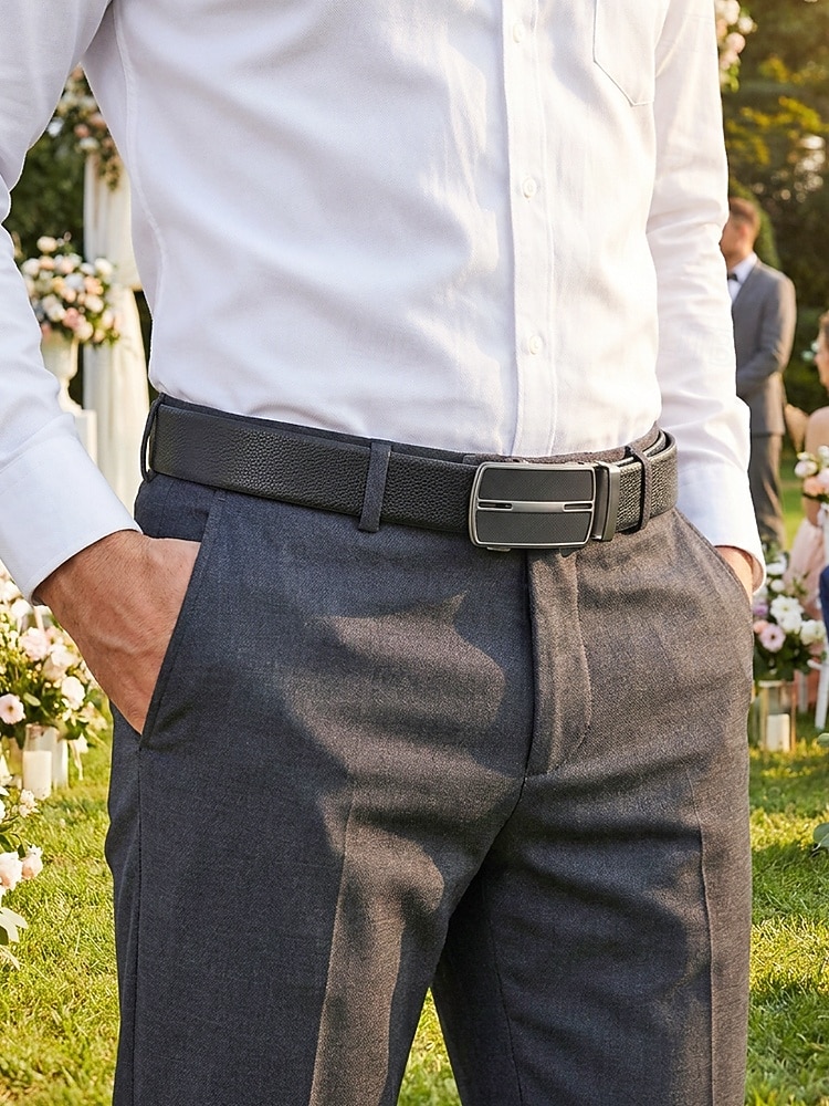 Men's Genuine Leather Ratchet Belt, Adjustable Dress Belt with Multiple Automatic Buckle Styles for Wedding Parties, Travel Vacation and Daily Casual Wear 2026 - $18.99 –P3