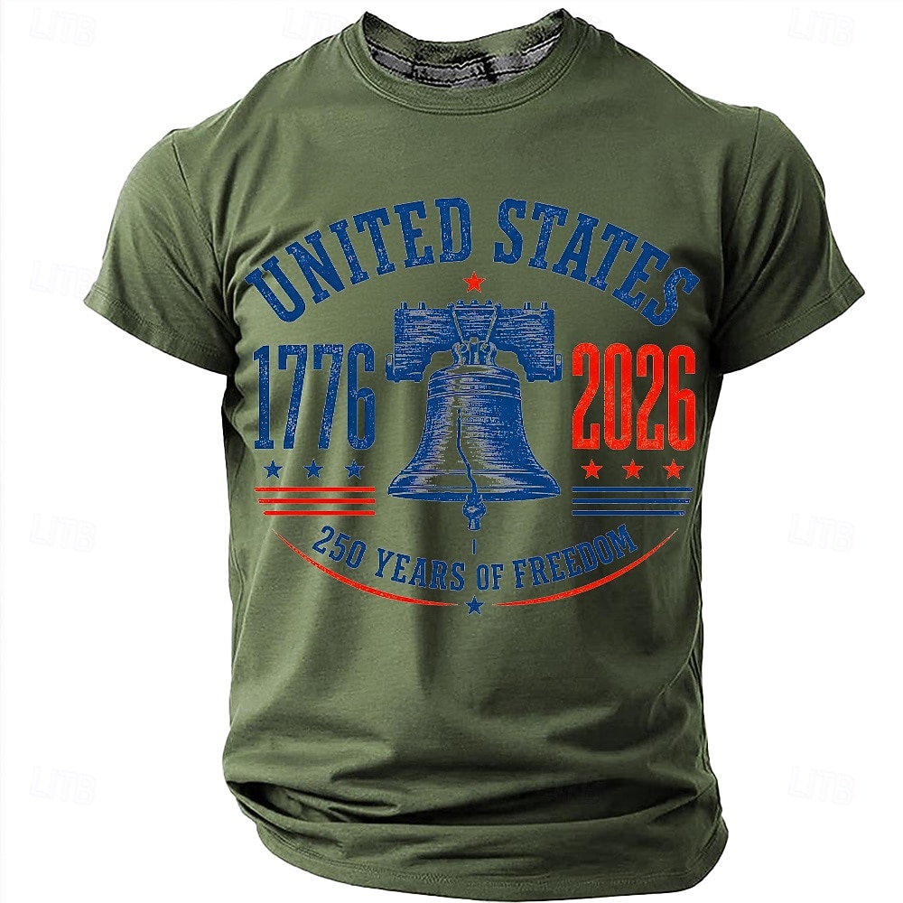 250 aniversario, 4 de julio, '250 años de libertad', campana de la libertad, Estados Unidos, 1776-2026, camiseta patriótica vintage para hombre, cuello redondo, manga corta, regalo del Día de la 2026 - $18.99 –P6