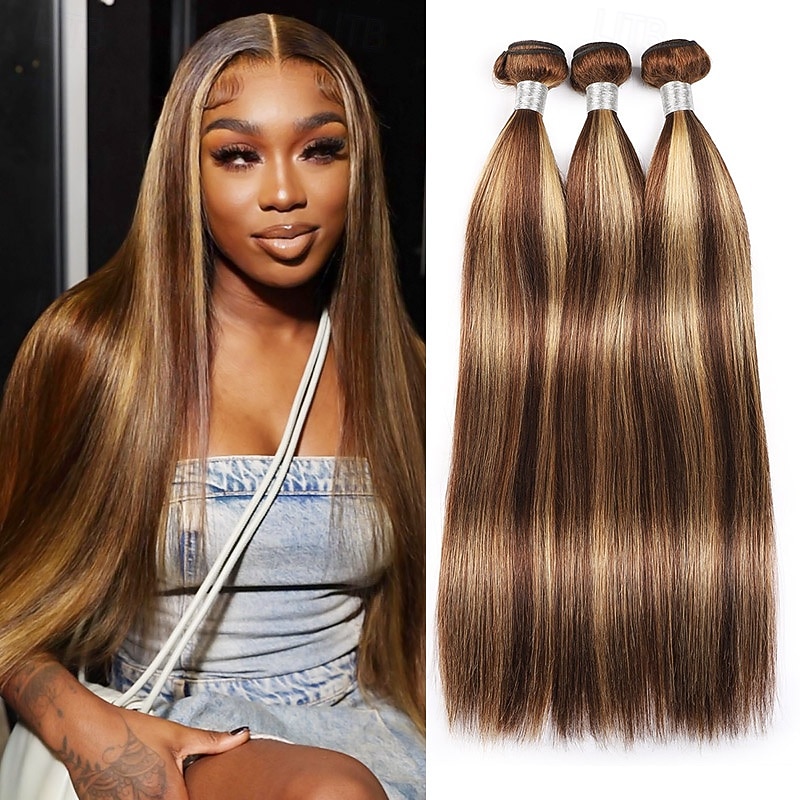 3 mechas de cabelo humano liso com mechas p4/27, 45,7 x 50,8 cm (18 x 20 polegadas). de 2026 por $221.69 –P1