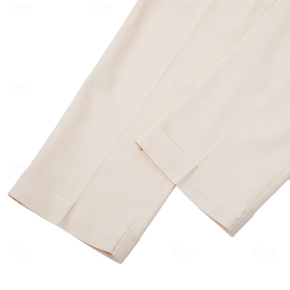 Pantaloni eleganti da uomo in lino, plissettati, vestibilità comoda – pantaloni estivi leggeri e casual, gamba larga e dritta, disponibili in marrone, blu navy e beige. del 2026 a $39.99 –P12