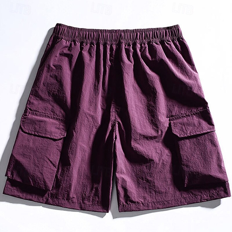 Herr Taktiska shorts Outdoor Shorts Beach Shorts Casual shorts Snörning Elastisk midja Flera fickor Ensfärgat Snabb tork Lättvikt Knelängd Ledigt Dagligen Streetwear Mode Klassisk Stil Svart Purpur 2026 - $25.99 –P7
