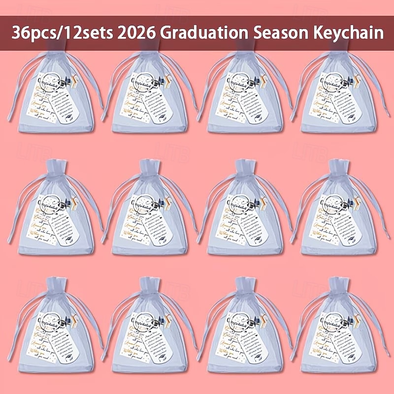 36pcs/12sets 2026 Graduation Keychain, Zinc Alloy Cap Certificate Pendant with Appreciation Cards And Gauze Bags, Graduation Present for Classmates, Best Friends, University, or High School Students 2026 - $27.99 –P2