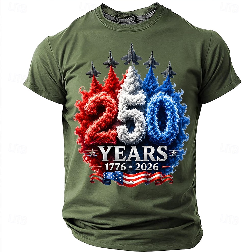 Men's 250th Anniversary Patriotic American Flag 1776 2026 Graphic T Shirt Short Sleeve Crew Neck Summer Street Top 2026 - $18.99 –P8