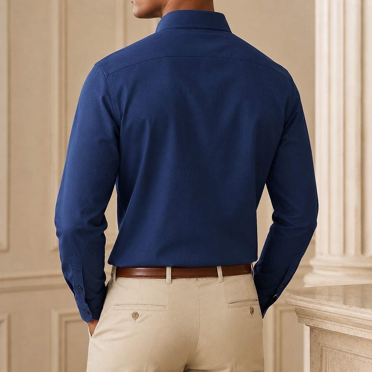 camicia da uomo in misto lyocell, camicia elegante blu navy del 2026 a $39.99 –P3