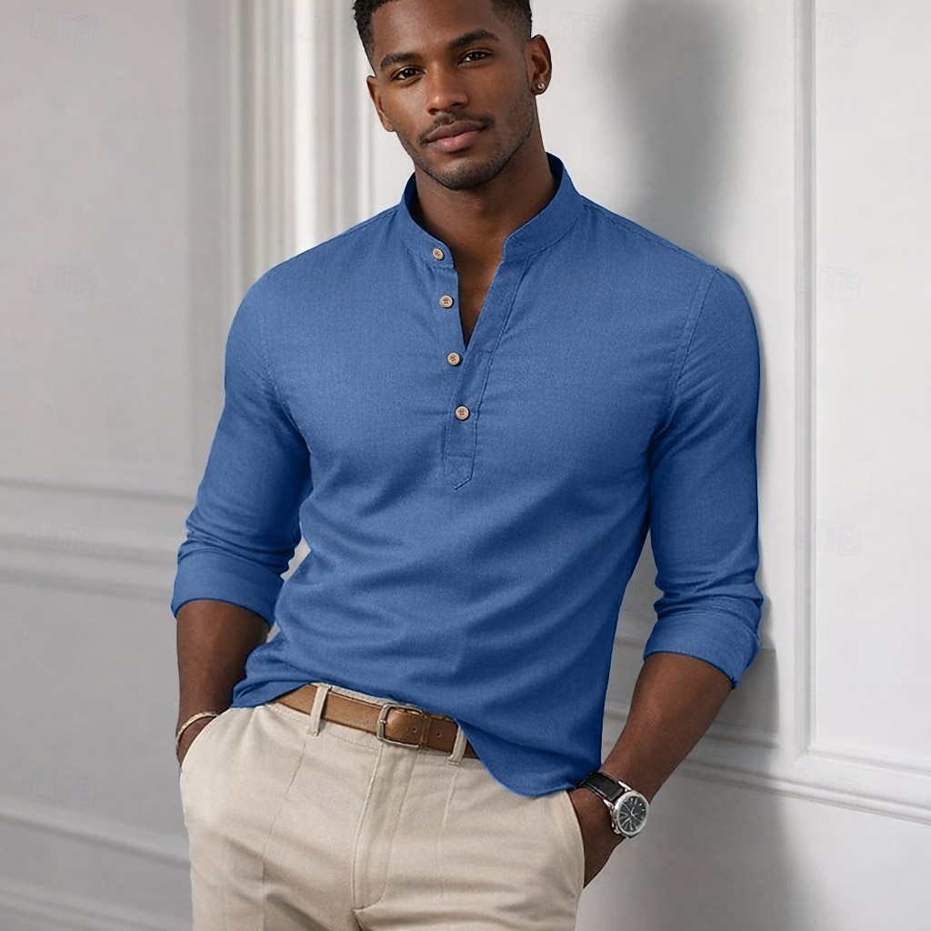 mens long sleeve pullover dress shirts Universal Works L/S Pullover Knit Shirt, Brown Glasswing